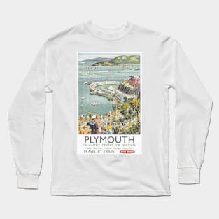 Plymouth, Devon - BR - Vintage Railway Travel Poster - 1950s Long Sleeve T-Shirt